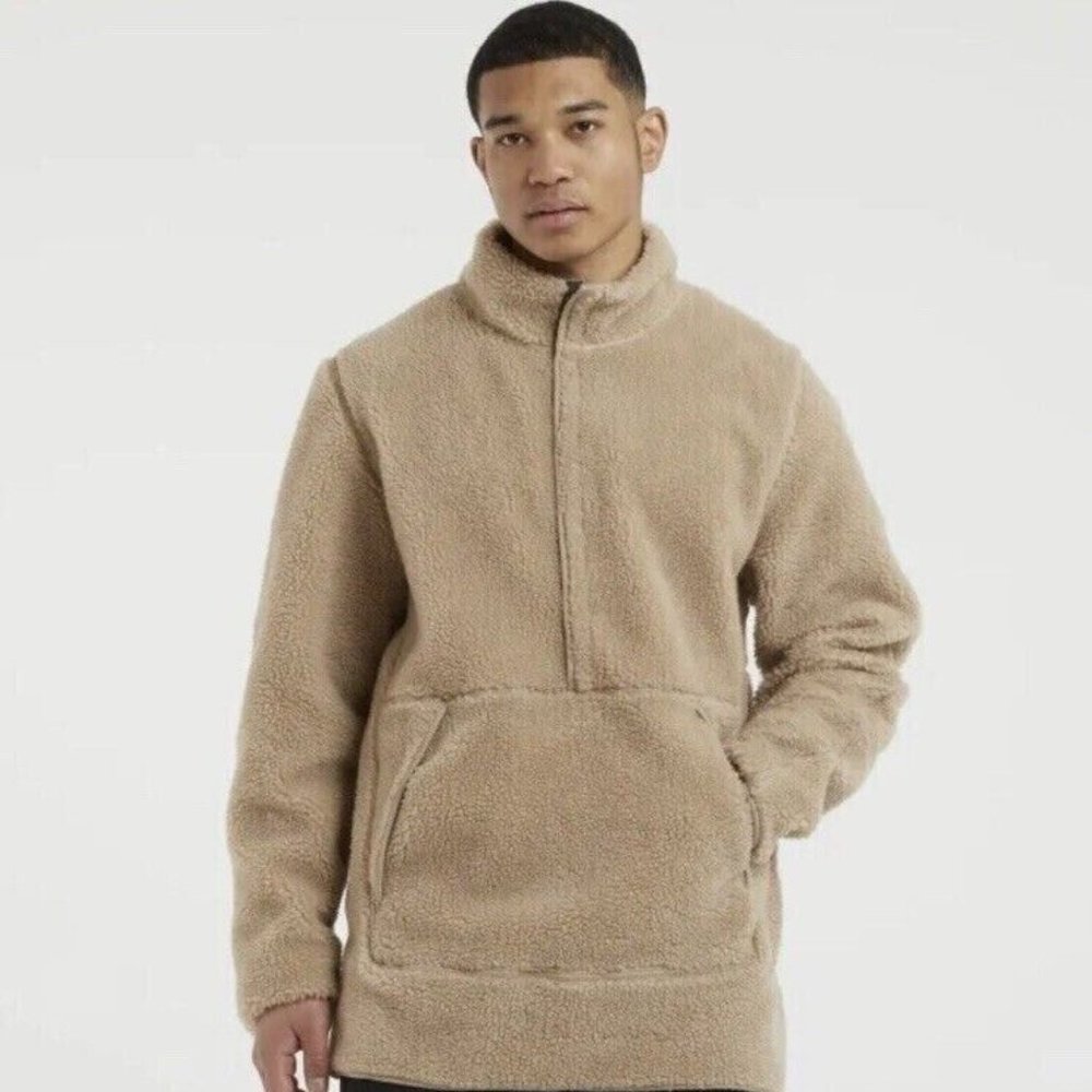 New Nike Yoga Therma-Fit  Sherpa Fleece Sweatshirt Beige DD2182-247
